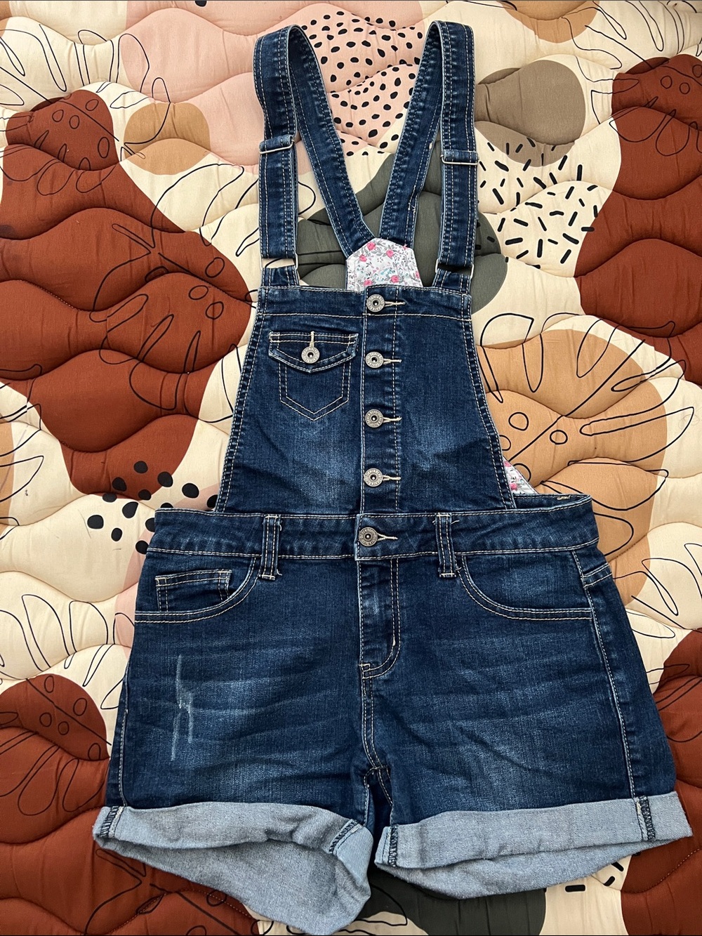 Women’s Dark Blue Denim Short Overalls